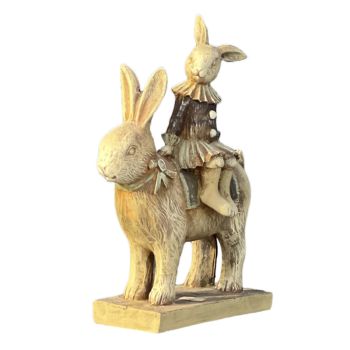 مجسمه پتینه‌کاری شده خرگوش و بچه‌اش