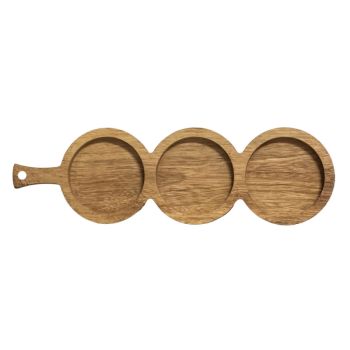 اردوخوری چوبی مدل سه خانه گرد دسته دار چوب توسکا