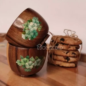 کاپ چوب گردو با نگارگری مینیاتوری گل‌