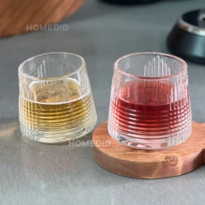 نیم لیوان شیشه ای چرخشی طرح بدنه دو نقش ست 6 عددی