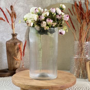 گلدان شیشه ای راه راه مدل روژا - هوم دید