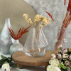 گلدان شیشه ای راه راه مدل آرتمیس بهمراه گل خشک