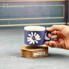 نیم ماگ سرامیکی طرح گل برجسته - رنگ آبی