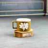نیم ماگ سرامیکی طرح گل برجسته - رنگ قهوه ای روشن