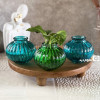 سه رنگ آبی، سبزآبی و سبز از گلدان شیشه ای مدل گندمی