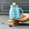 ماگ سرامیکی طرح گربه با نوشته  Good Time - رنگ آبی