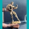 مجسمه بدنساز فیگور آزاد رنگ طلایی در دست نگاه داشته شده است.