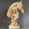 مجسمه اسب و دختر پلی استری با رنگ پتینه پشت زمینه مشکی