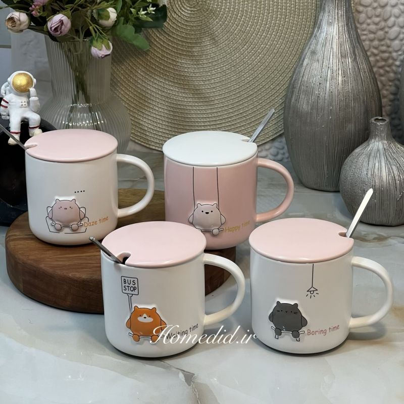 minimal ceramic mug with animal design