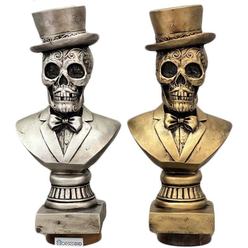 Desktop figurine of a magician skeleton
