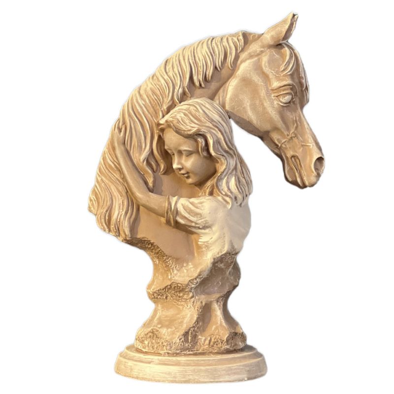 statue of horse and girl