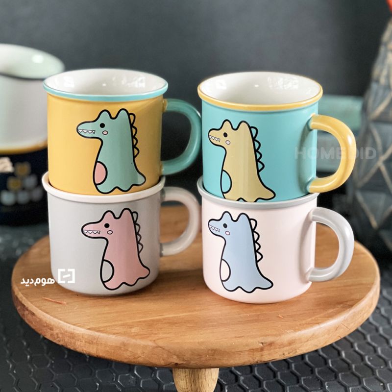 two color design dinosaur ceramic mug