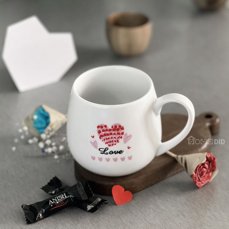 imported ceramic mug with heart design and love writing