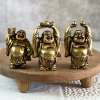 مجسمه بودای خندان در حال حمل قطعات طلا مجموعه ۳ عضوی