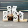 شات سرامیکی طرح صورت بامزه با زیرلیوانی چوبی