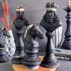 مجسمه مهره های شطرنج طرح سردیس مجموعه ۳ عضوی