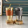 ماگ شیشه ای مدل دور چرمی 500 میلی لیتر